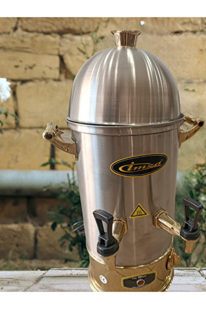 İmza Lüks Altın Çay Semaveri – 50 Bardak Kapasiteli, 6 Lt Paslanmaz Çelik, Şı...