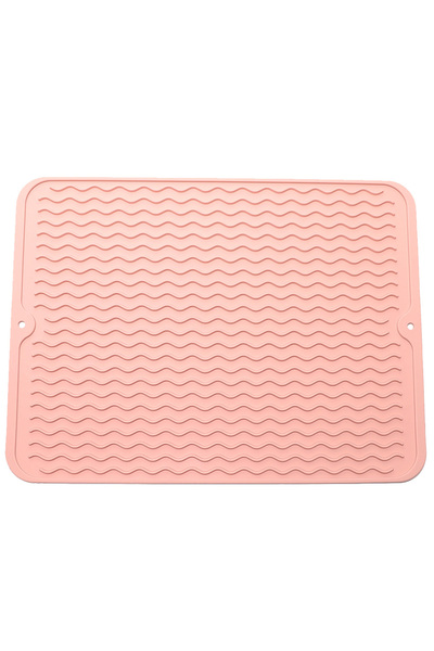 choice2 بساط تجفيف أطباق مستطيل الشكل من السيليكون باللون الوردي مقاس 40×30 سم، 40×30 سم - بساط تجفيف أطباق كبير، بساط سطح الطاولة،