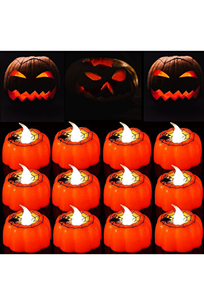 Richonour Set de 12 lumânări de Halloween, LED, plastic, portocaliu/negru, 6 ...