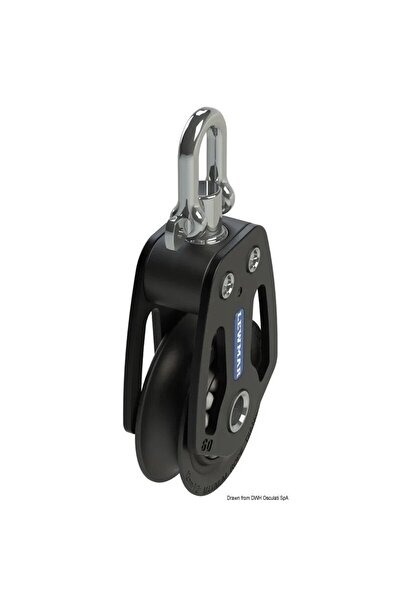 OSCULATI Scripete simplu Lewmar, diametru 60 mm, sarcină maximă 1100 kg, dimensiune maximă a cablului 12 mm