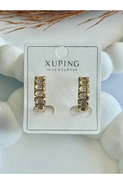 Silya Bijuteri Xuping Lüks Altın Kaplama Taşlı Halka Küpe