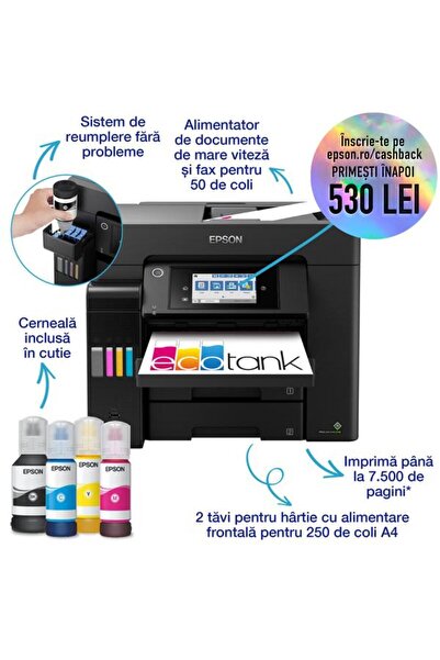 EPSON Multifunctional L6570, A4, Fax, 32 ppm, Duplex, ADF, Retea, Wireless