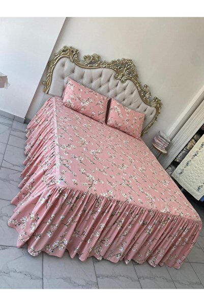 AHSEN TASARIM Fitted Sheet with Ruffles and Elastic Skirt Suitable for Double...