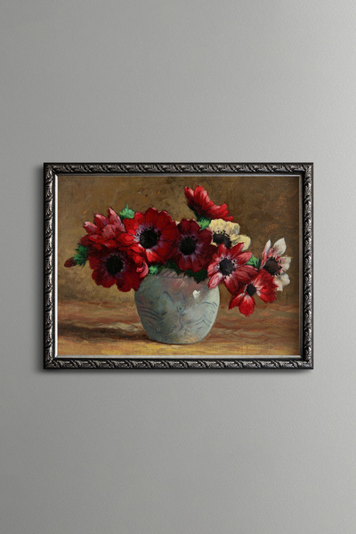 epiqart Anemonlar - Vintage Desenli Çerçeve