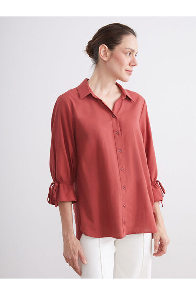 LC Waikiki Brown Regular Fit Ruffled Women's Shirt