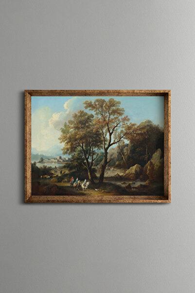 epiqart River Landscape and Passengers - Vintage Pattern Frame