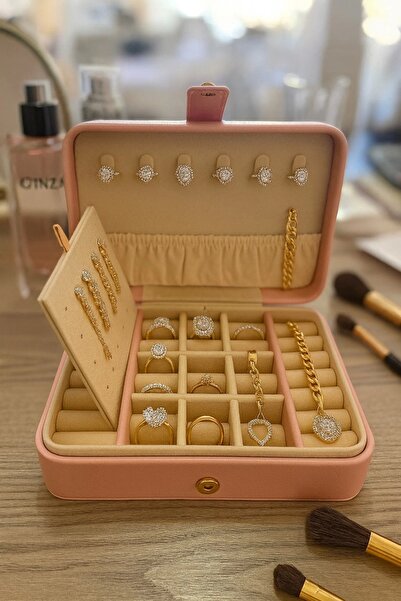 Evistro Deri Baklava Desenli Seyahat Takı Bijuteri Mücevher Kutusu Organizer ...