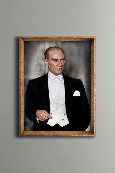 epiqart Atatürk Portresi - Vintage Desenli Çerçeve