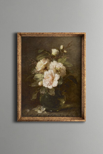 epiqart Roses in Glass Vase - Vintage Patterned Frame