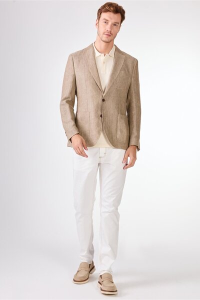 Dufy Beige Men's Jacket - Slim Fit