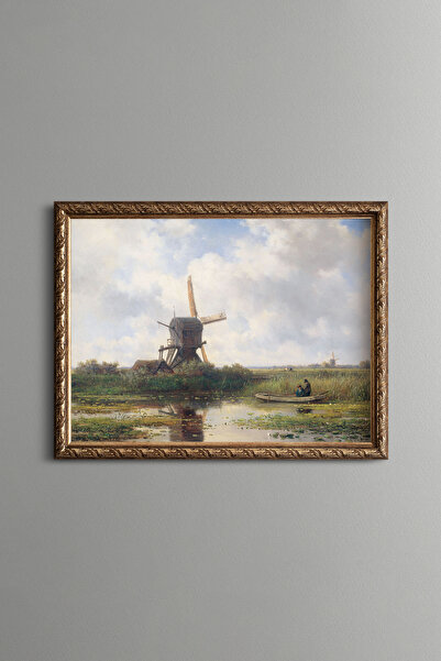 epiqart Peisaj cu moara de vânt - Cadru cu model vintage