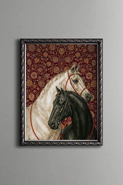 epiqart Bozkırın Atları - Vintage Desenli Çerçeve