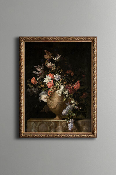epiqart Flowers in a Vase - Vintage Patterned Frame