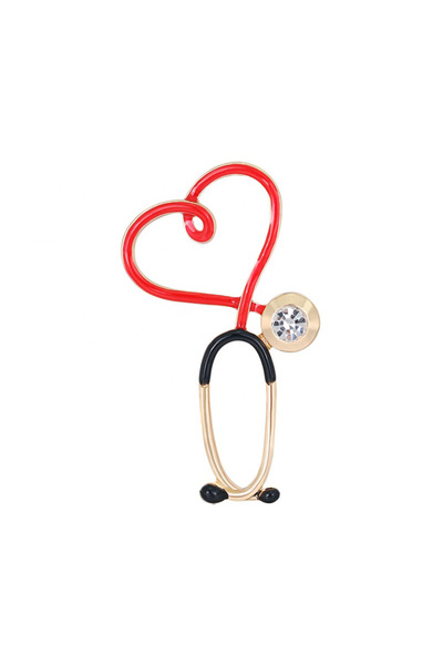 OEM Medical brooch, red color, straight stethoscope model