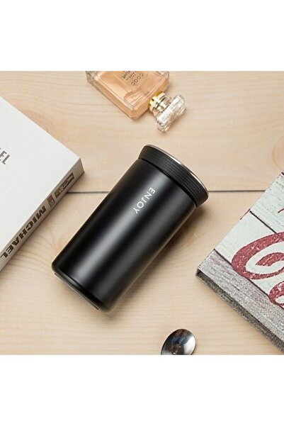 Mixbo Cana pentru Cafea si Ceai Mixbo, Model Enjoy, Otel Inoxidabil, Negru, 350 ml