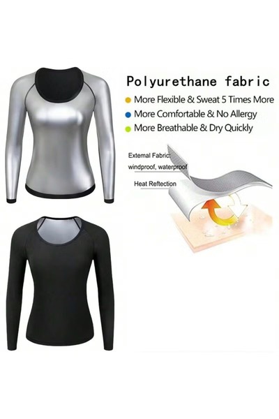 Generic Women's Long Sleeve Sauna Shirt for Sports, Outdoor Activities, Sweating Enhancement, Helps Detoxify