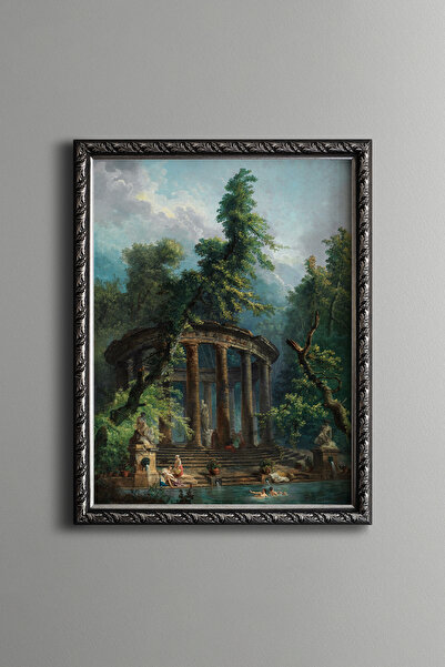 epiqart Yüzme Havuzu - Vintage Desenli Çerçeve