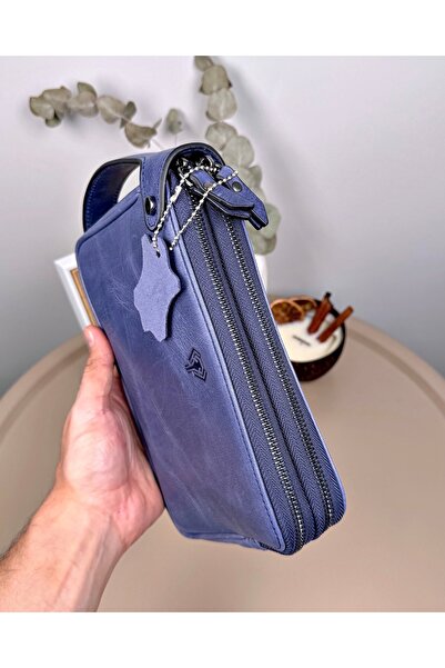 Fil Deri Чоловіча сумка з натуральної шкіри з подвійною блискавкою та ручкою 2101