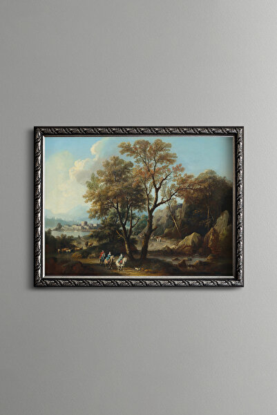 epiqart River Landscape and Passengers - Vintage Pattern Frame