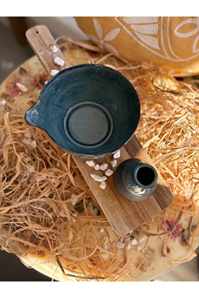 Vaveyla Sanat Gece Mavisi El Yapımı Stoneware Matcha Seti – Seramik Chawan Kase ve Chasen Standı