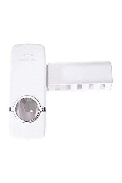 Generic مجموعة موزع معجون الأسنان مع حامل فرشاة الأسنان باللون الأبيض