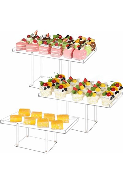 Slasa Transparent Acrylic Dessert Display Stand Set from - Cupcake, Pastry, and Cookie Buffet Holder