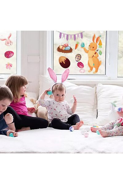MOHOWIN Set of 9 sheets of Easter window stickers MOHOWIN, PVC, multicolor, 20 X 30 cm