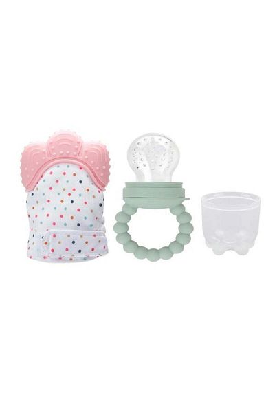 PIKKABOO Chew & Feed Teether with Fruit Pacifier Duo - Pink