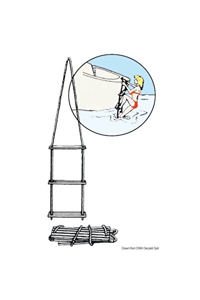 OSCULATI Scară de îmbarcare temporară - 4 trepte, frânghie de nailon albastră, trepte din policarbonat