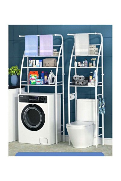 Generic رف تخزين المرحاض ذو 3 رفوف باللون الأبيض