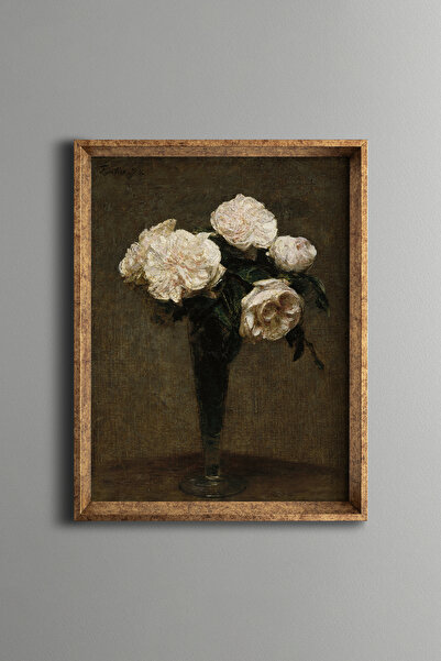 epiqart Roses in a Vase - Vintage Patterned Frame