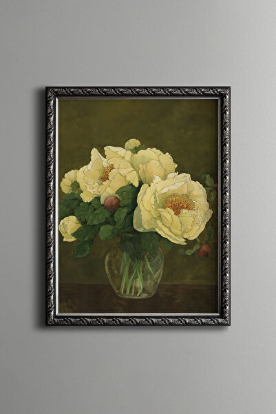 epiqart Flowers in a Vase - Vintage Patterned Frame