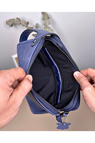 Fil Deri Чоловіча сумка з натуральної шкіри з подвійною блискавкою та ручкою 2101