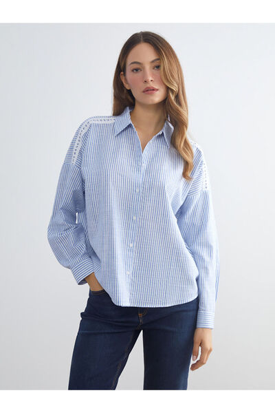 LC Waikiki Striped Oversize Women's Shirt