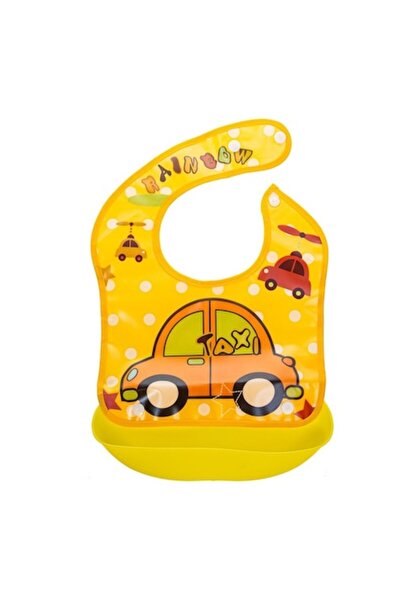 Mixbo Bavetica Impermeabila cu Buzunar Pentru Hrana din Plastic, Roz Cu Iepurasi