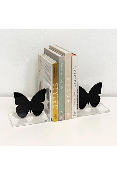 Slasa دعامات كتب على شكل فراشة من - مجموعة من قطعتين من الأكريليك الشفاف المص...