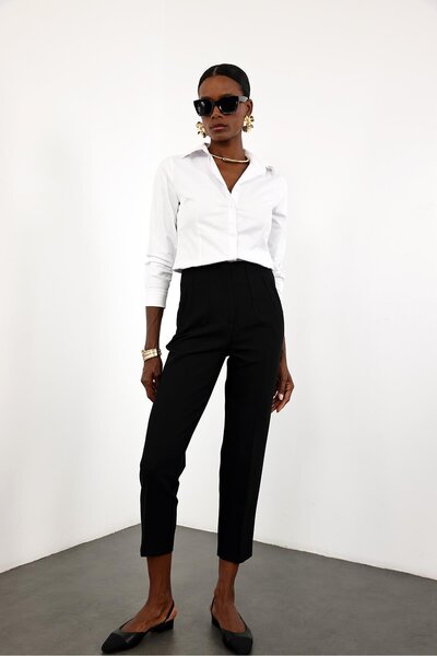 5in1Canpolat Λευκό πουκάμισο ποπλίνας με πέτο 3903