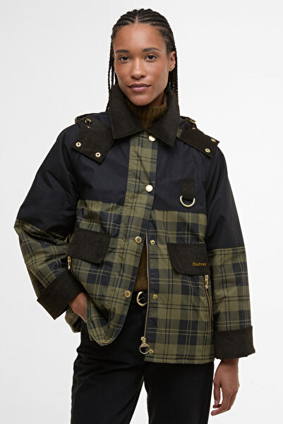 Barbour Elaine Showerproof Ceket OL51 Olive Check