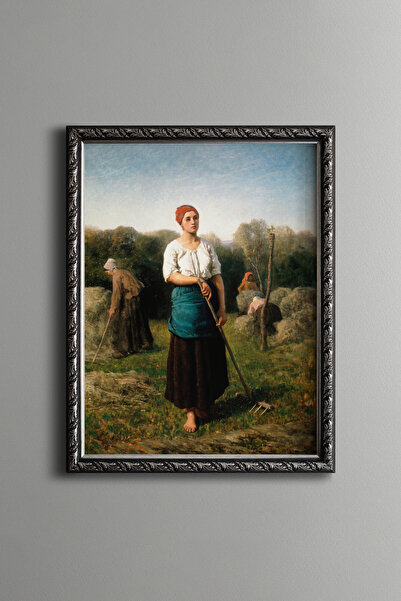 epiqart O fată cu un greblă - Cadru cu model vintage