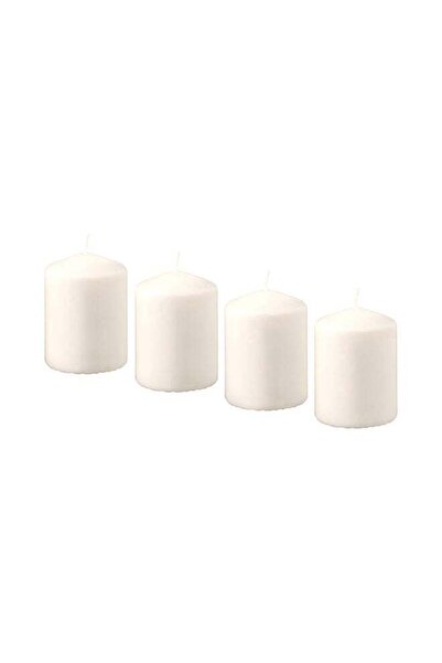 Generic 4-Piece Unscented Block Candle Set White 8x5.7cm