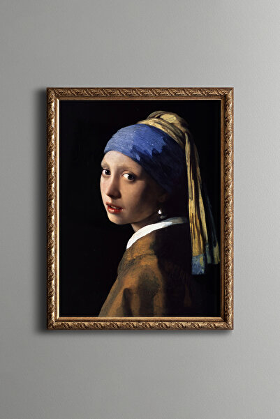 epiqart İnci Küpeli Kız - Vintage Desenli Çerçeve