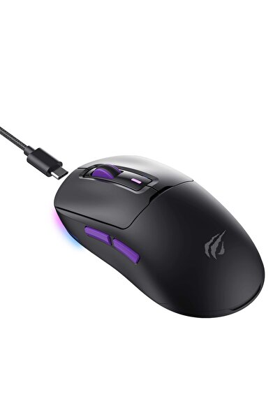 Havit Ασύρματο ποντίκι παιχνιδιών, LED, 150mAh, 1.6m, 5V, MS969WB, Μαύρο/Μωβ