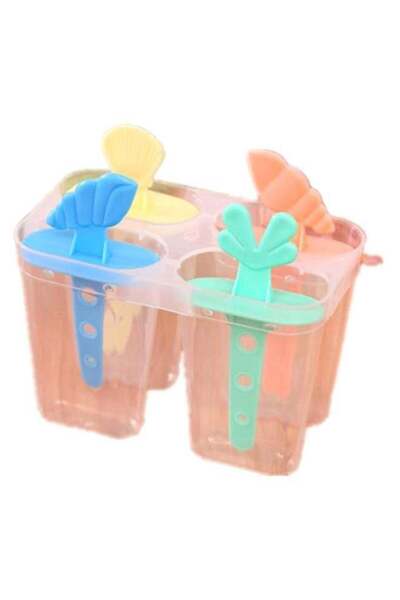 Generic 4-Cell Ice Cream Popsicle Mold Multicolour