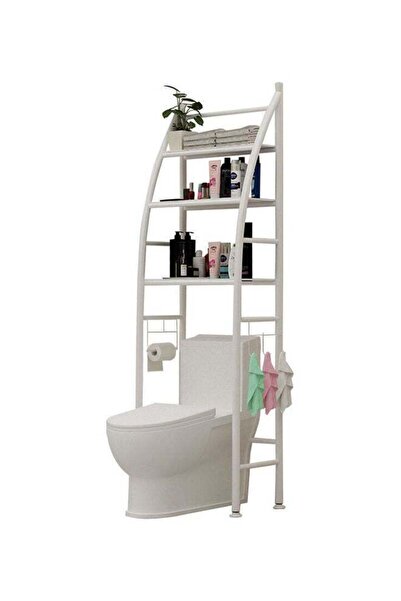 Goldedge منظم رفوف الحمام، رف المرحاض، أبيض، 50 × 25 × 166 سم