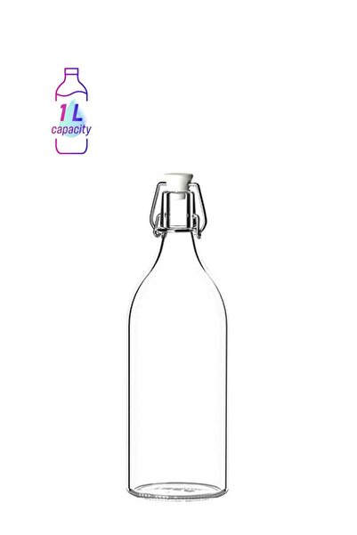 Generic زجاجة زجاجية شفافة مع سدادة سعة 1 لتر