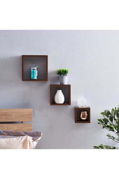 Home Box مجموعة مكعبات نيكول الخشبية، 3 قطع، بيج، 25×25×9 سم