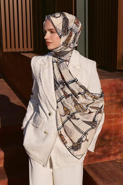 Poanes PÜSKÜL DESENLİ KREP İPEK ŞAL