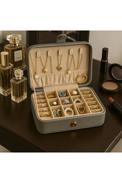 Evistro منظم صندوق مجوهرات منقوش من الجلد للسفر والمجوهرات مقاس 16 سم منتج مس...