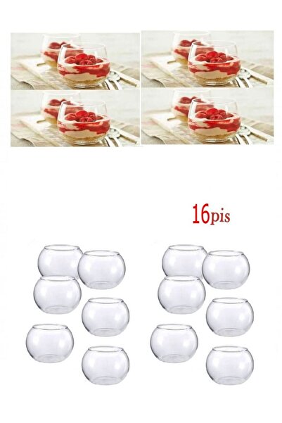 co arma 16 Pieces Cheesecake Glasses Clear Round