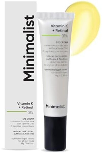 Minimalist Vitamin K + Retinal 01% Under Eye Cream | Reduces Dark Circles, Fine Lines | With Caffein